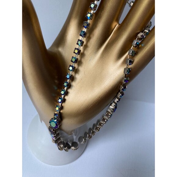 Weiss Flower Rhinestone and Aurora Borealis Choker 15 1/2" - Picture 6 of 12